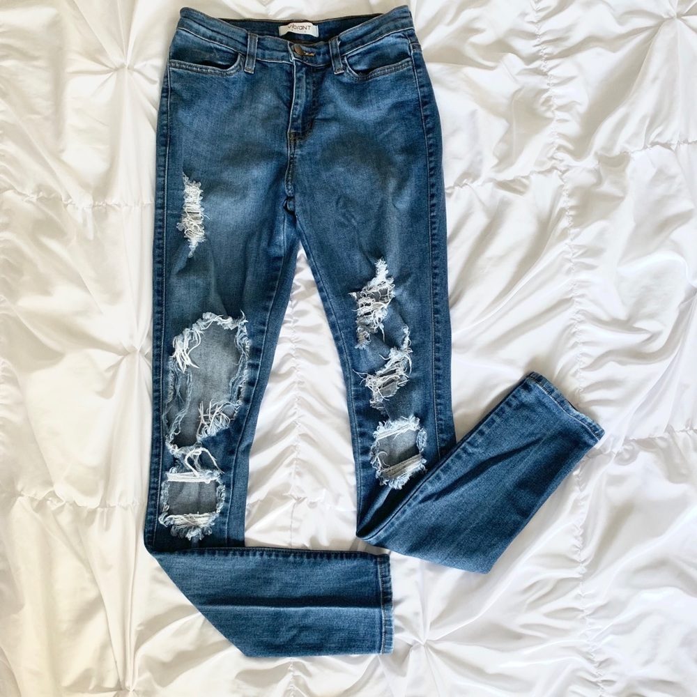 FASHION NOVA High Waisted Distressed Jeans